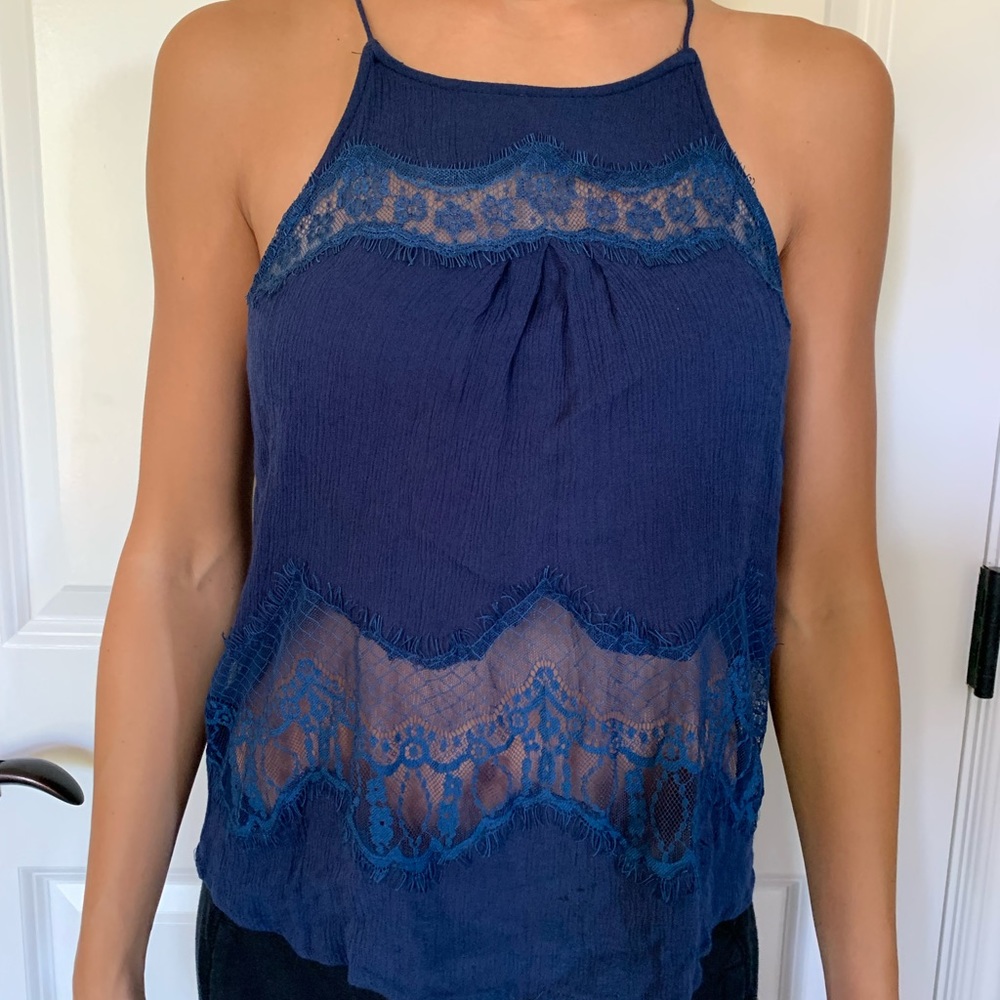 elegant blue laced top